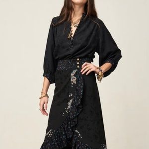 MAYLE black silk jacquard Vivi top size 4